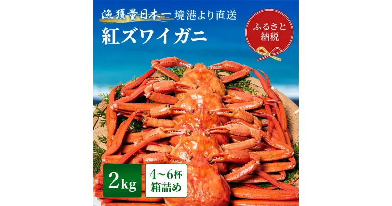 【ふるさと納税】【蟹セレブ】境港産 紅ズワイガニ 2kg箱詰め（4～6杯）ボイル済 冷蔵【24-052-002】蟹 かに カニ 紅ずわいがに 紅ズワイ 紅がに 2キロ 塩茹で 釜茹で ゆでがに 海鮮 海の幸 冬の味覚 鳥取県 米子市 送料無料