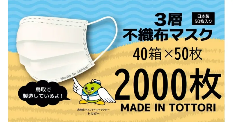 【ふるさと納税】【72001】鳥取県岩美町産　不織布マスク50枚入り×40箱（2000枚）