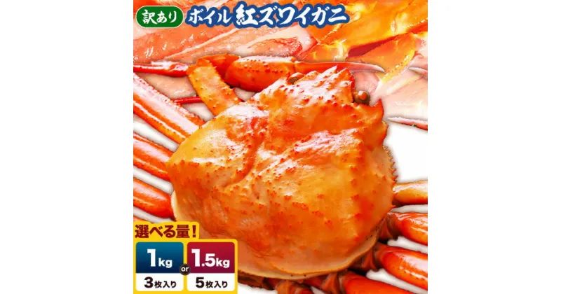 【ふるさと納税】【訳あり】鳥取県産 ボイル紅ズワイガニ 選べる 内容量 1kgセット(3枚入り) 1.5kgセット(5枚入り)さんチョク《2024年9月中旬-2025年7月中旬頃出荷》鳥取県 八頭町 蟹 かに カニ 鍋 紅ズワイガニ ズワイ蟹 ボイル 送料無料【配送不可地域あり】