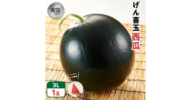 【ふるさと納税】【先行予約】大玉 スイカ げん喜玉 西瓜 3L（1玉） | フルーツ 果物 食品 人気 おすすめ 送料無料