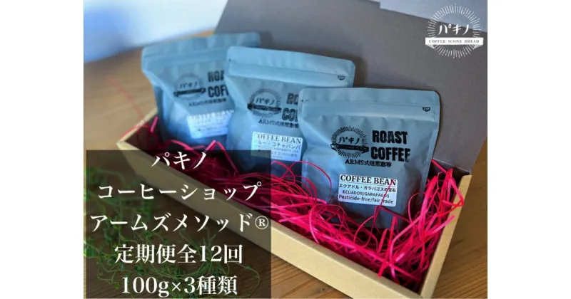 【ふるさと納税】定期便12回配送!アームズメソッド焙煎珈琲豆100g×3種類！ コーヒー 珈琲 コーヒー豆 焙煎 焙煎豆 定期便 定期 12回 【1799】