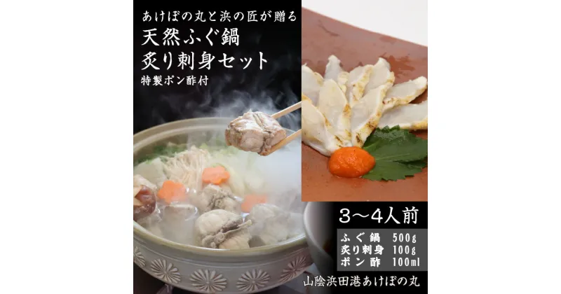 【ふるさと納税】山陰浜田港　天然ふぐ鍋・炙り刺身セット　特製ポン酢付（3～4人前） 魚介 鍋 ふぐ 刺身 たたき セット 鍋セット 鍋料理 海鮮鍋 【1889】