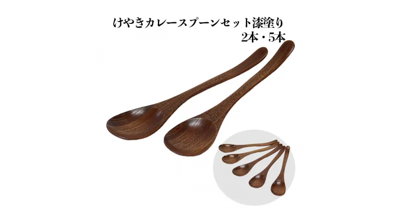 【ふるさと納税】けやき　カレースプーン2本セット 5本セット漆塗り | セット 木 木製 木工品 欅 漆 漆塗り うるし 伝統 工芸品 日本製 おしゃれ 可愛い かわいい ギフト 贈答 プレゼント 人気 おすすめ 島根県 出雲市