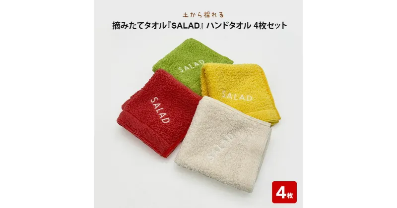 【ふるさと納税】土から採れる 摘みたてタオル『SALAD』ハンドタオル 4枚セット | 清潔 抗菌 高吸水 ホルマリンフリー 非APEO ハロゲン化物質（塩素/臭素）不使用 アゾ系染料不使用 アンチモンフリー ギフト プレゼント 日本製 国産 島根県 出雲市