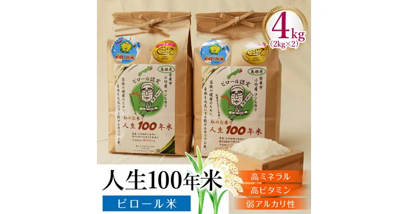 【ふるさと納税】 人生100年米（ ピロール米 ） 4kg ／ 令和5年産 弱アルカリ性 白米 精米 高ミネラル 高ビタミン 化学肥料・農薬不使用 ピロール農法