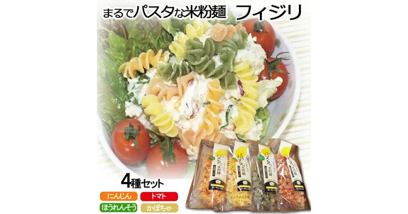 【ふるさと納税】フジッリ まるでパスタな米粉麺 フィジリ 4種セット【きぬむすめ100% ショートパスタ アレルギー 小麦粉不使用 サラダ 惣菜 お弁当 スープ 洋食 子ども 野菜嫌い カラフル マカロニ にんじん かぼちゃ トマト ほうれんそう】