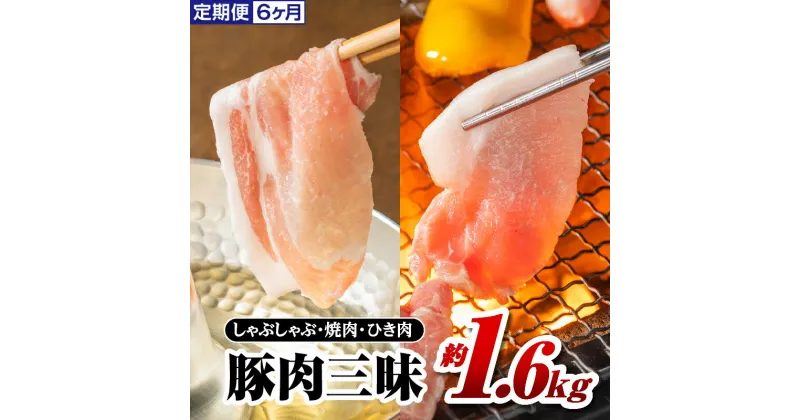 【ふるさと納税】定期便6ヶ月 まる姫ポーク 豚肉三昧 約1.6kg(肩ロース バラ モモ切り落とし 粗ミンチ) 合計約9.6kg【AK-6】｜送料無料 しゃぶしゃぶ 焼き肉 国産 まる姫ポーク 豚肉 ぶた肉 肉 豚バラ肉 バラ肉 挽肉 ミンチ 切り落とし 定期便 小分け パック 江津市｜