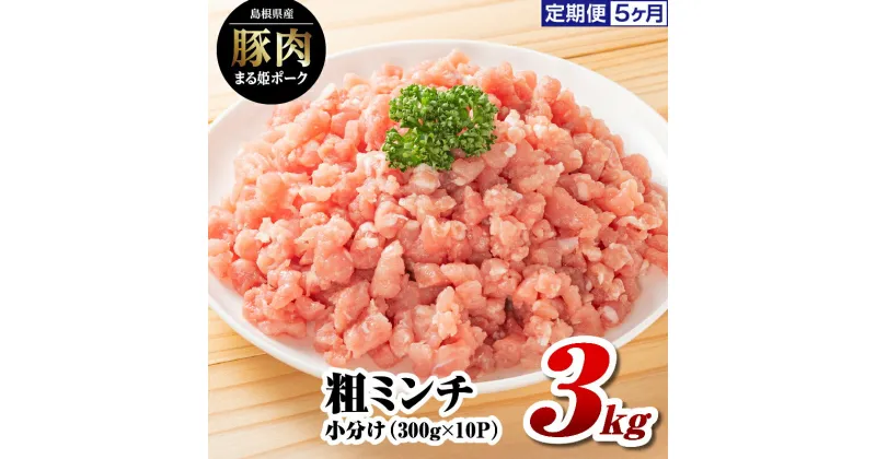 【ふるさと納税】【5カ月定期便】まる姫ポーク 粗ミンチ 3kg（300g×10パック）×5回（計15kg）【AK-35】｜送料無料 国産 まる姫ポーク 豚肉 ぶた肉 ぶたにく 肉 粗ミンチ 挽肉 挽き肉 ミンチ ハンバーグ そぼろ 料理 便利 使いやすい 多用途 小分け パック 定期便 江津市｜