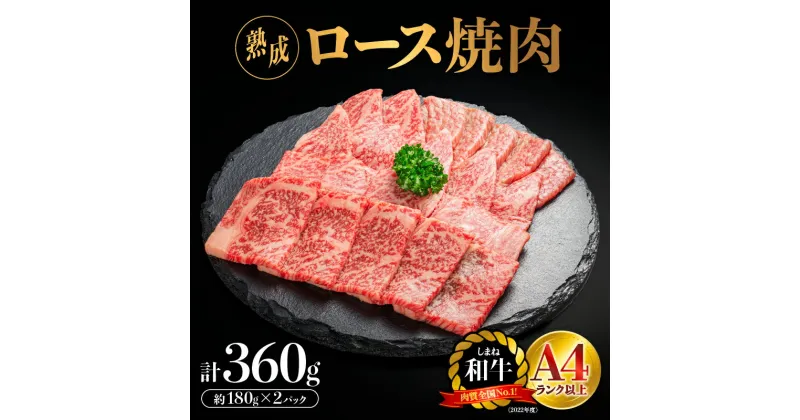 【ふるさと納税】熟成 しまね和牛 ロース焼肉 約180g×2P（360g）【JK-3】｜送料無料 ギフト ロース焼肉 A4ランク A4 熟成 熟成肉 しまね和牛 和牛 牛肉 牛 お肉 肉 ロース ロース肉 肉 贅沢 豪華 焼肉 BBQ お取り寄せ お取り寄せグルメ グルメ 内祝い 贈物 プレゼント｜