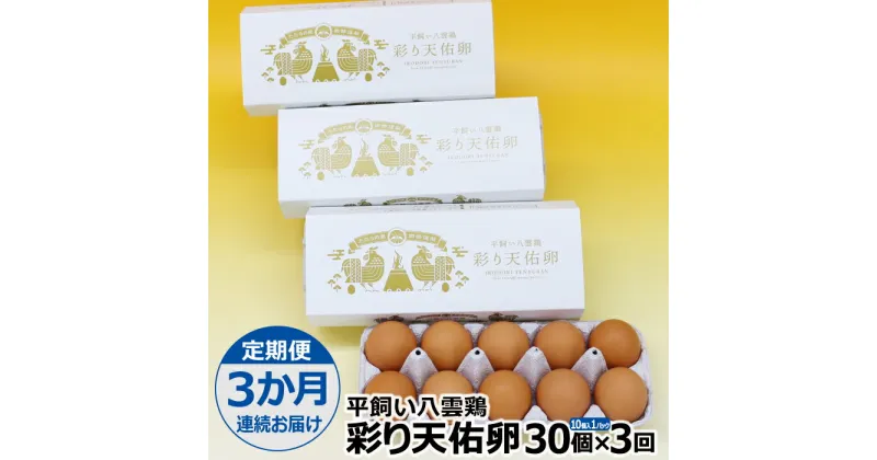 【ふるさと納税】【定期便3か月連続お届け】平飼い八雲鶏　彩り天佑卵 10個×3パック