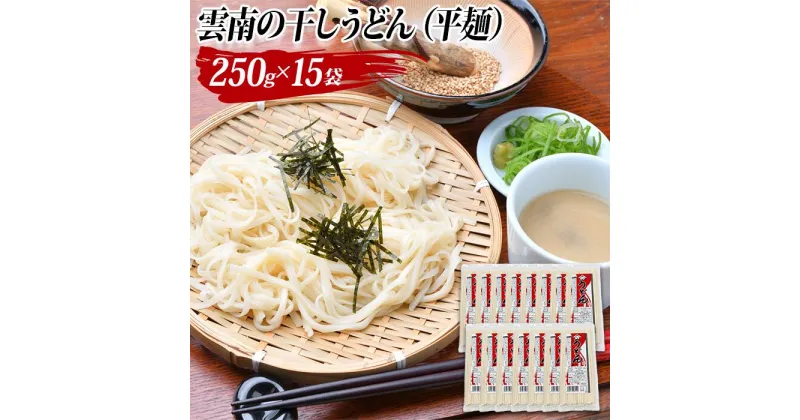 【ふるさと納税】雲南の干しうどん(平麺) 250g×15袋／大容量 家庭用 贈答用 お中元 お歳暮 プレゼント 保存用 ストック 饂飩 ウドン ? 麺 めん メン 朝 昼 晩 食事 島根県産 雲南市産