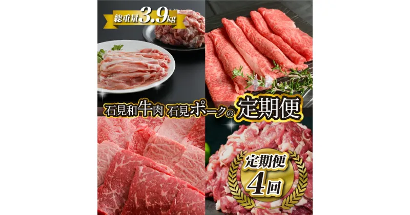 【ふるさと納税】「定期便 全4回」邑南自慢 石見和牛肉・石見ポークの定期便 総重量3.9kg