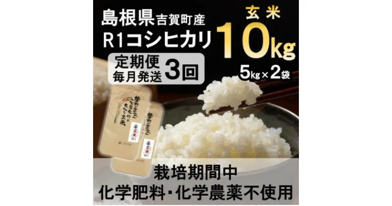 【ふるさと納税】【毎月定期便】栽培期間中化学肥料・化学農薬不使用 R1米コシヒカリ10kg(玄米)全3回【4056799】