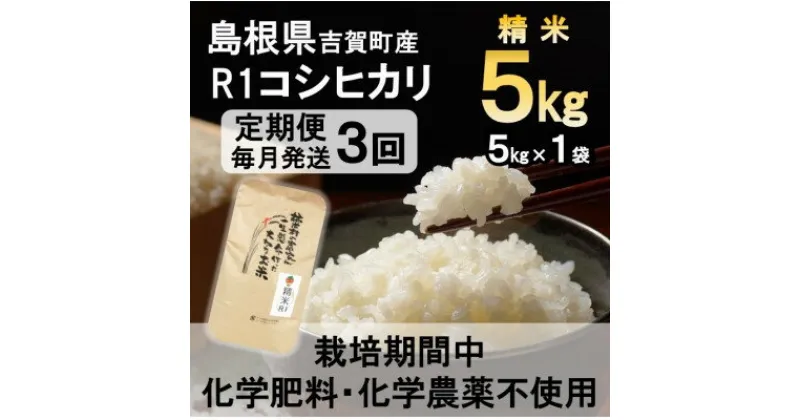 【ふるさと納税】【毎月定期便】栽培期間中化学肥料・化学農薬不使用 R1米コシヒカリ5kg(精米)全3回【4057270】