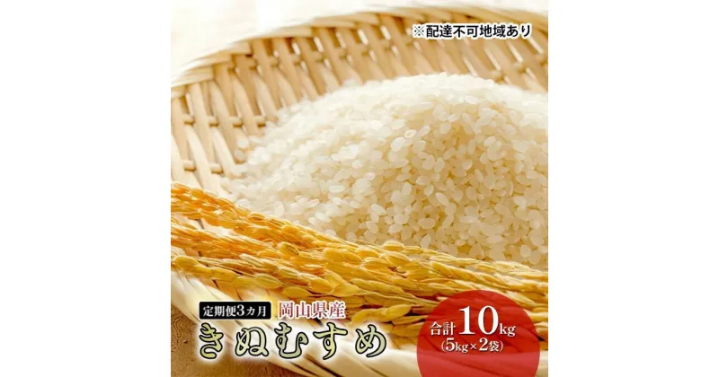 【ふるさと納税】米 定期便 3ヶ月きぬむすめ 10kg（5kg×2袋） 令和6年産 岡山県産 米 お米 白米　定期便・ ライス ブランド米 銘柄米 ご飯 おにぎり お弁当 主食 食卓 和食 日本食 もちもち ツヤ 旨み 特A 3回 お届け