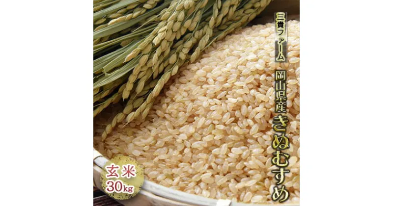 【ふるさと納税】令和6年度産岡山県産 きぬむすめ玄米30kg　 お米 ブランド米 ご飯 おにぎり お弁当 和食 つや 粘り強い 柔らかい 冷めても美味しい 産地直送 　お届け：2024年10月15日～2025年10月15日