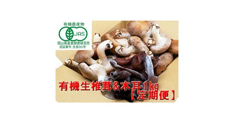 【ふるさと納税】【 産地直送 】 有機JAS 生椎茸 800g ＆ 生きくらげ 200g 定期便 3ヶ月 オーガニック しいたけ 椎茸 きくらげ きのこ 野菜 岡山県 玉野市 栽培期間中化学肥料不使用 栽培期間中農薬不使用　定期便・きのこ 野菜 野菜セット