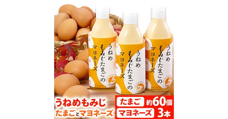 【ふるさと納税】うねめもみじたまごとマヨネーズセット たまご約60個 マヨネーズ3本(250g/本) 采女ファーム 《45日以内に出荷予定(土日祝除く)》岡山県 笠岡市 たまご 卵 鶏卵 マヨネーズ セット TKG 送料無料