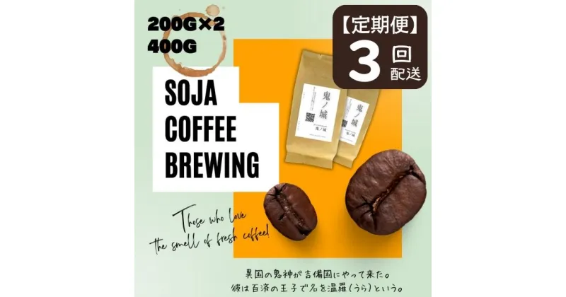 【ふるさと納税】総社珈琲 400g 鬼ノ城編 コーヒー 珈琲 コーヒー豆 珈琲豆 コーヒー粉 粉 定期便 3回【ドリップレシピ付き】【 自家焙煎 飲料類 飲料 ドリンク 】