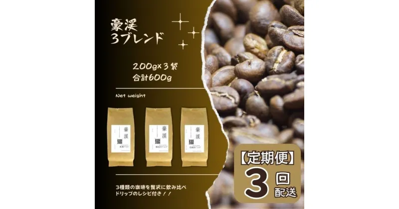 【ふるさと納税】総社珈琲 600g 3種飲み比べ 200g ×3 名勝豪渓編 コーヒー 珈琲 コーヒー豆 珈琲豆 コーヒー粉 粉 定期便 3回【ドリップレシピ付き】【 自家焙煎 飲料類 飲料 ドリンク 】