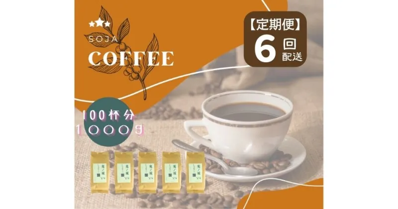 【ふるさと納税】総社珈琲 1000g 鬼ノ城編 コーヒー 珈琲 コーヒー豆 珈琲豆 コーヒー粉 粉 定期便 6回【ドリップレシピ付き】【 自家焙煎 飲料類 飲料 ドリンク 】