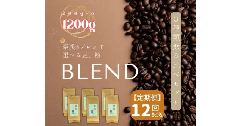 【ふるさと納税】総社珈琲 1200g 3種飲み比べ 200g ×6 名勝豪渓編 コーヒー 珈琲 コーヒー豆 珈琲豆 コーヒー粉 粉 定期便 12回【ドリップレシピ付き】【 自家焙煎 飲料類 飲料 ドリンク 】