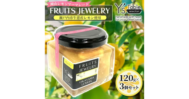 【ふるさと納税】FRUITS JEWELRY 岡山 レモン マーマレード 120g×3個 セット （ 瀬戸内市 牛窓産 レモン使用） ジャム 無添加 皮ごと ビタミン　 フルーツジャム パン 塗る つける ヨーグルト 食卓 朝食 さわやか 　お届け：2023年12月中旬頃より順次出荷