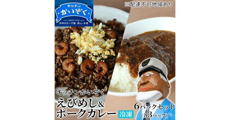 【ふるさと納税】冷凍 ご飯 えびめし ・ ポーク カレー 6パック セット (各3パック) キッチンかいぞく 岡山 B級グルメ　 加工品 惣菜 伝統的 ソウルフード あっさり コク 電子レンジ 簡単 便利