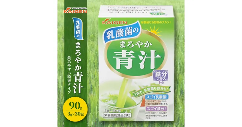 【ふるさと納税】かぜに改源でおなじみの製薬会社がお届けする「 乳酸菌 のまろやか 青汁 」90g（3g×30包）　 健康食品 大麦若葉 カイゲン