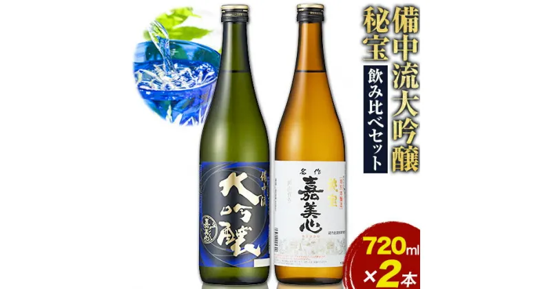 【ふるさと納税】 備中流大吟醸 秘宝 飲み比べセット コンクール金賞受賞 各720ml 計2本 嘉美心酒造 《30日以内に出荷予定(土日祝除く)》 岡山県 浅口市 送料無料 日本酒 酒 大吟醸 さけ お酒 備中流