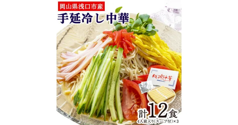 【ふるさと納税】手延べ冷し中華 12食入り（スープ付）株式会社 吉田手延製麺《30日以内に出荷予定(土日祝除く)》岡山県 浅口市 冷やし中華 麺 送料無料