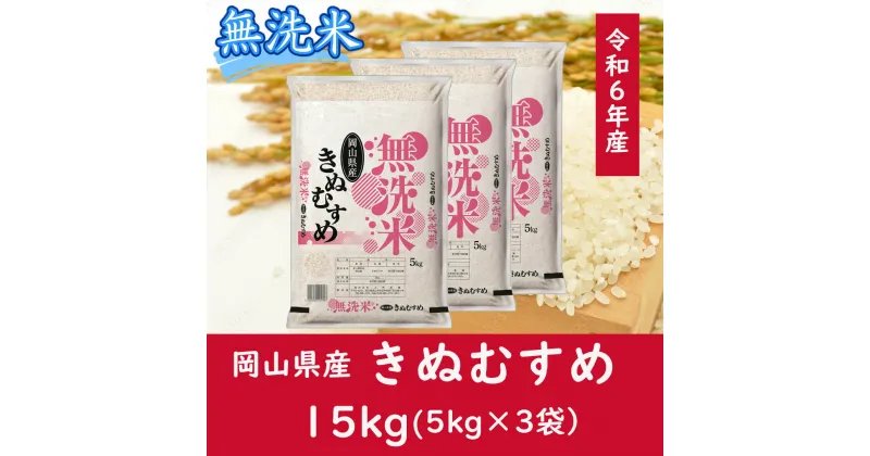 【ふるさと納税】 お米　きぬむすめ　【無洗米】岡山県産きぬむすめ100%（令和6年産）15kg　oo-118