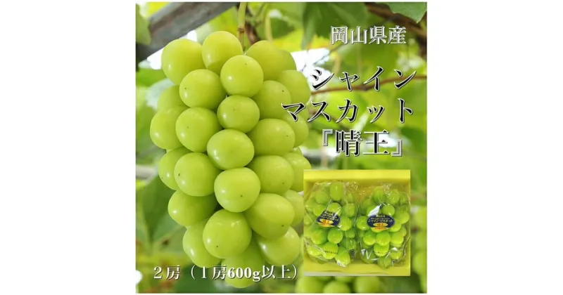 【ふるさと納税】【令和7年発送・先行予約】岡山県産　シャインマスカット(1房600g以上・晴王)2房　化粧箱入り　ZZ-18　※北海道・沖縄県・離島への配送はできません。