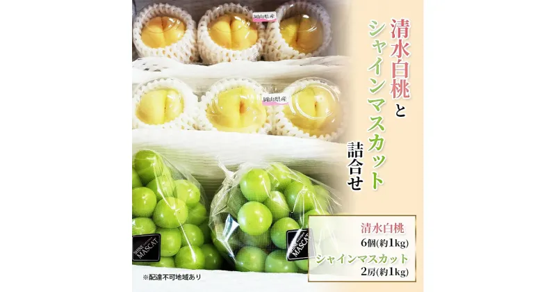 【ふるさと納税】【2025年先行予約】桃 ぶどう 岡山県産 清水白桃（6個・約1kg）と シャインマスカット （2房・約1kg） 詰合せ セット 《2025年7月下旬-8月中旬頃出荷》 もも モモ 葡萄 ブドウ フルーツ 果物 数量限定　里庄町　お届け：2025年7月25日～2025年8月10日